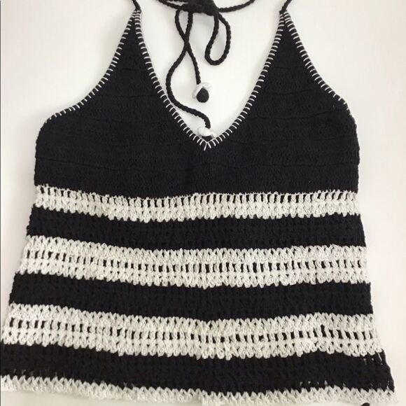 Boston Proper Crochet Stripe Halter Tie Top Sz XXS - Picture 2 of 8